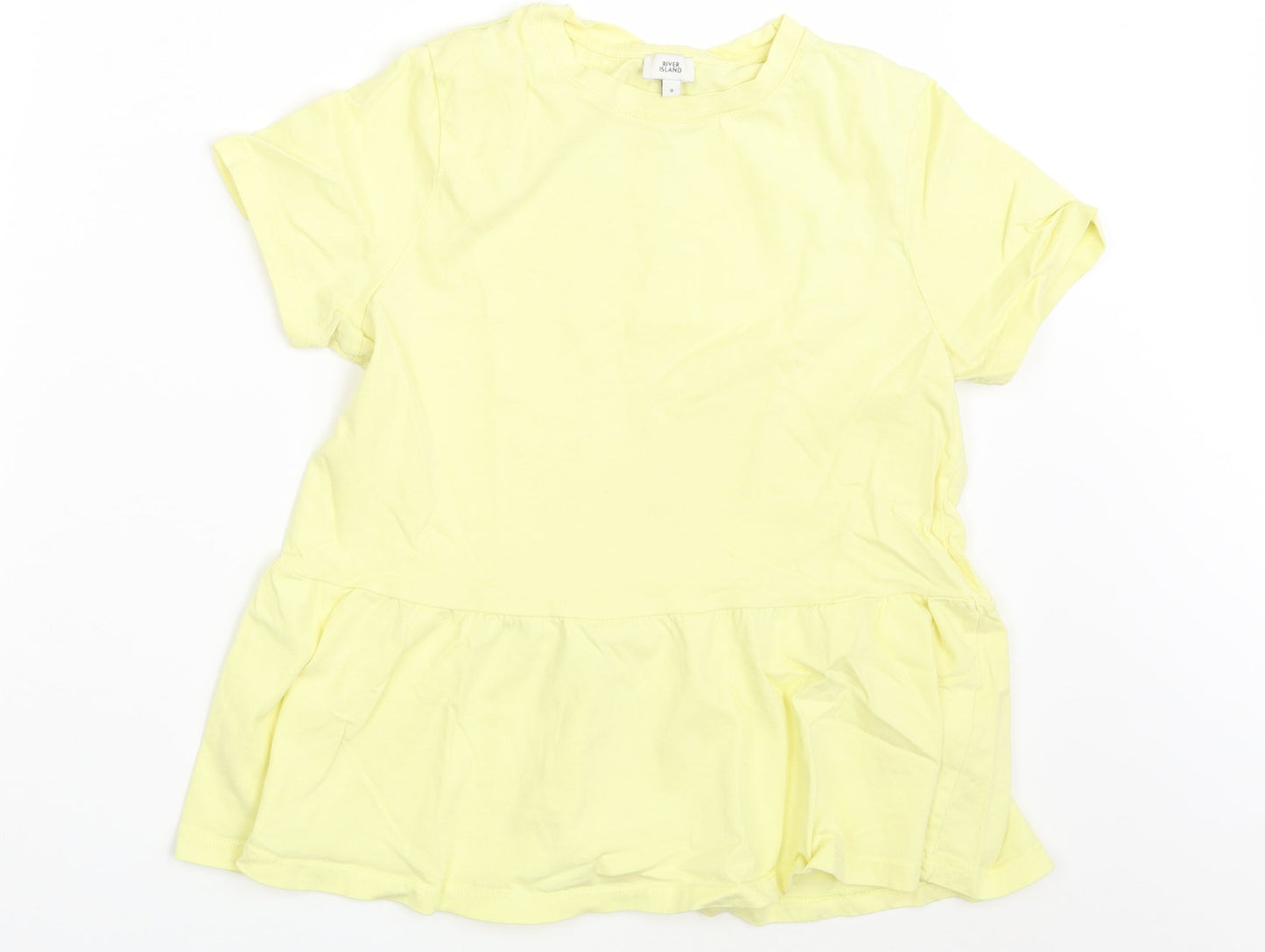 Womens UK Size 8 River Island Yellow Basic T-Shirt