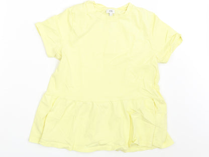 Womens UK Size 8 River Island Yellow Basic T-Shirt