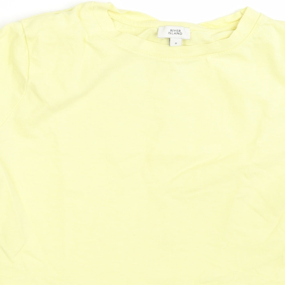 Womens UK Size 8 River Island Yellow Basic T-Shirt