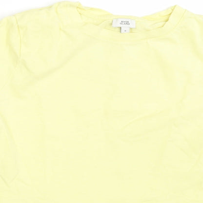 Womens UK Size 8 River Island Yellow Basic T-Shirt