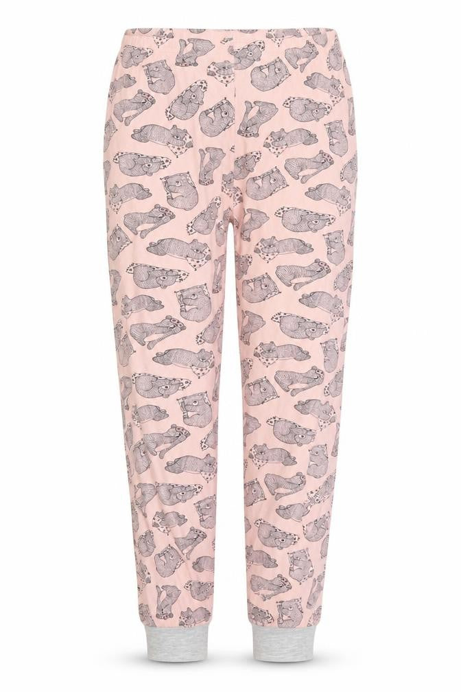 Front view of George girls’ pink animal print sweatpants, size 11-12, years