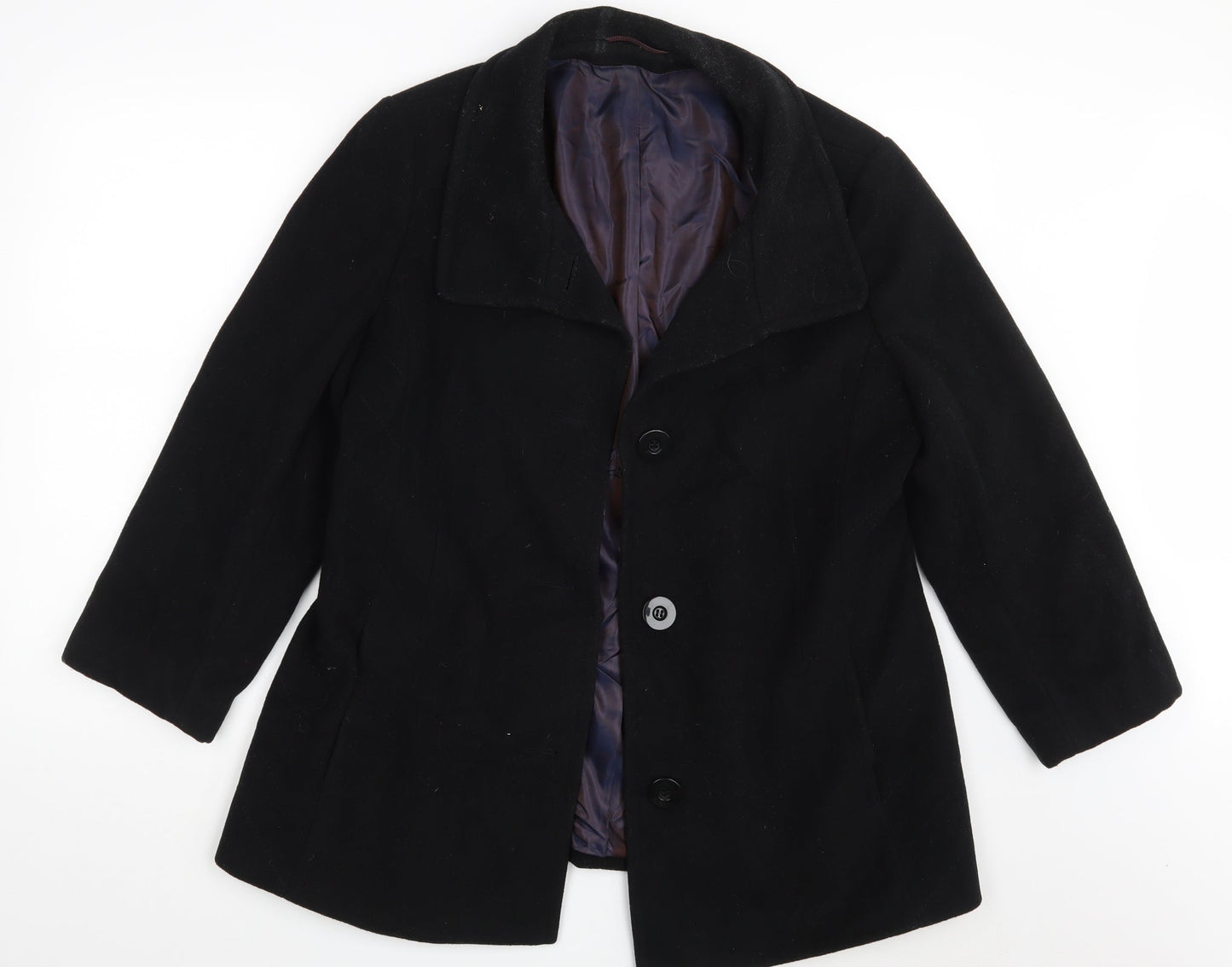 Womens UK Size 16 Marcona Black Overcoat