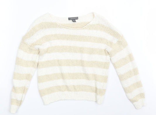 Primark Womens White Striped  Pullover Jumper Size 12