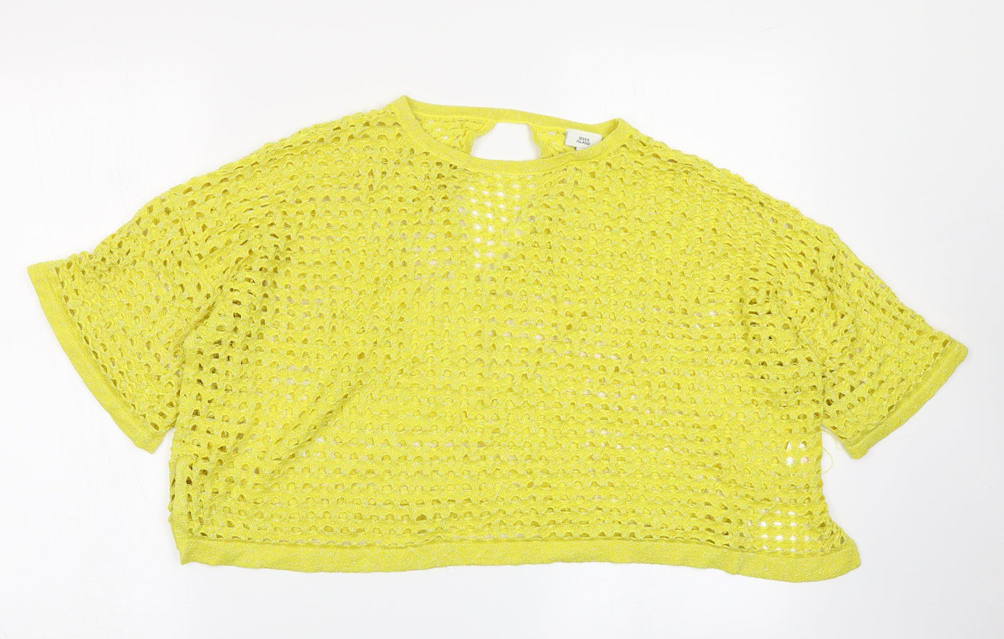 Womens UK Size M River Island Yellow Cropped T-Shirt