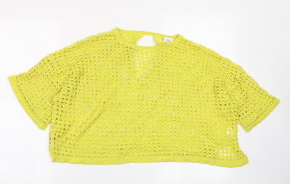 Womens UK Size M River Island Yellow Cropped T-Shirt