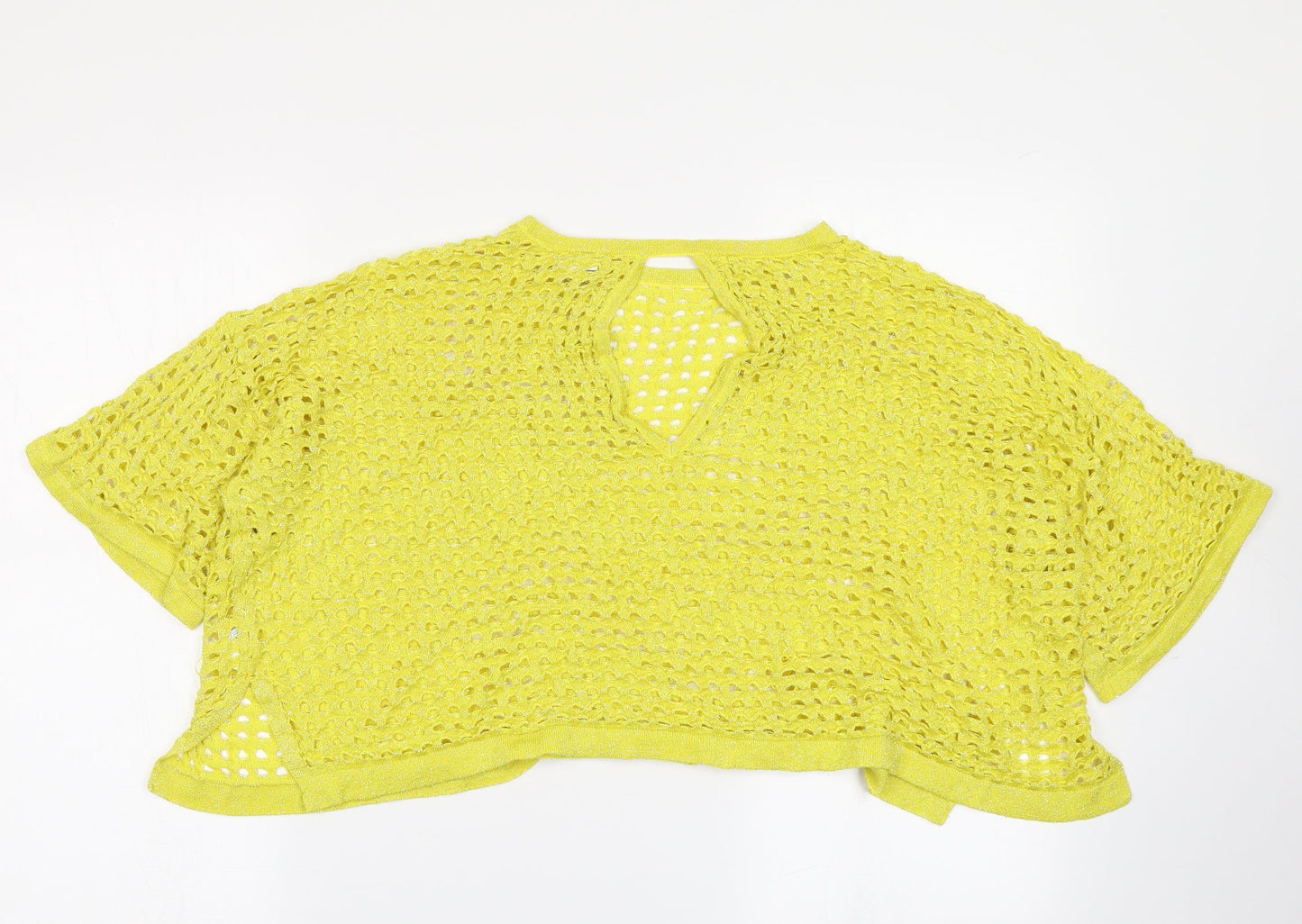 Womens UK Size M River Island Yellow Cropped T-Shirt