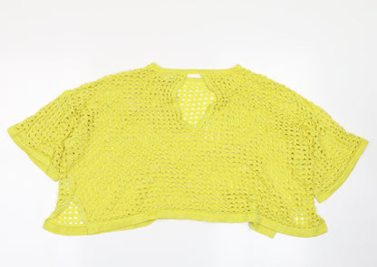 Womens UK Size M River Island Yellow Cropped T-Shirt