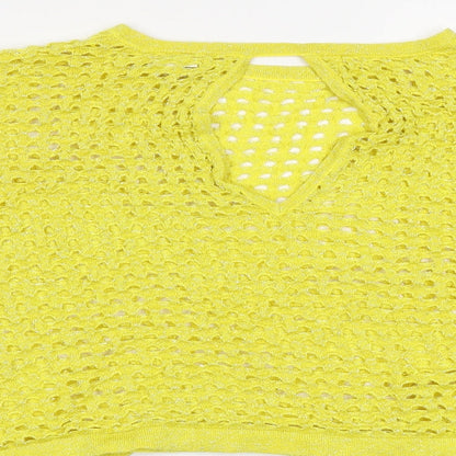 Womens UK Size M River Island Yellow Cropped T-Shirt