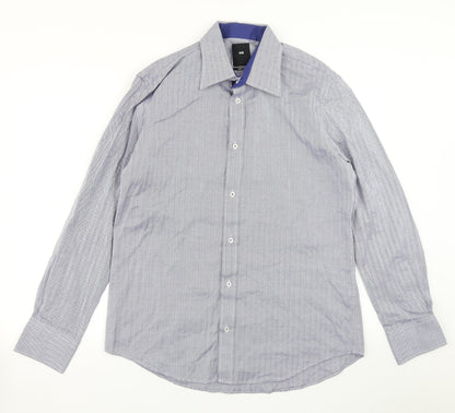 WE Mens Blue Herringbone   Button-Up Size S
