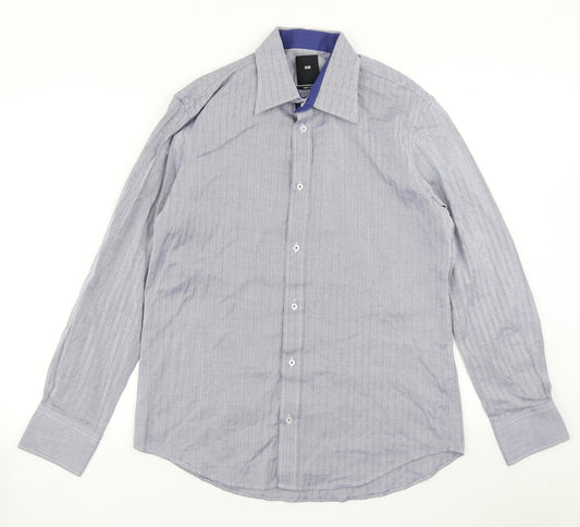 WE Mens Blue Herringbone   Button-Up Size S