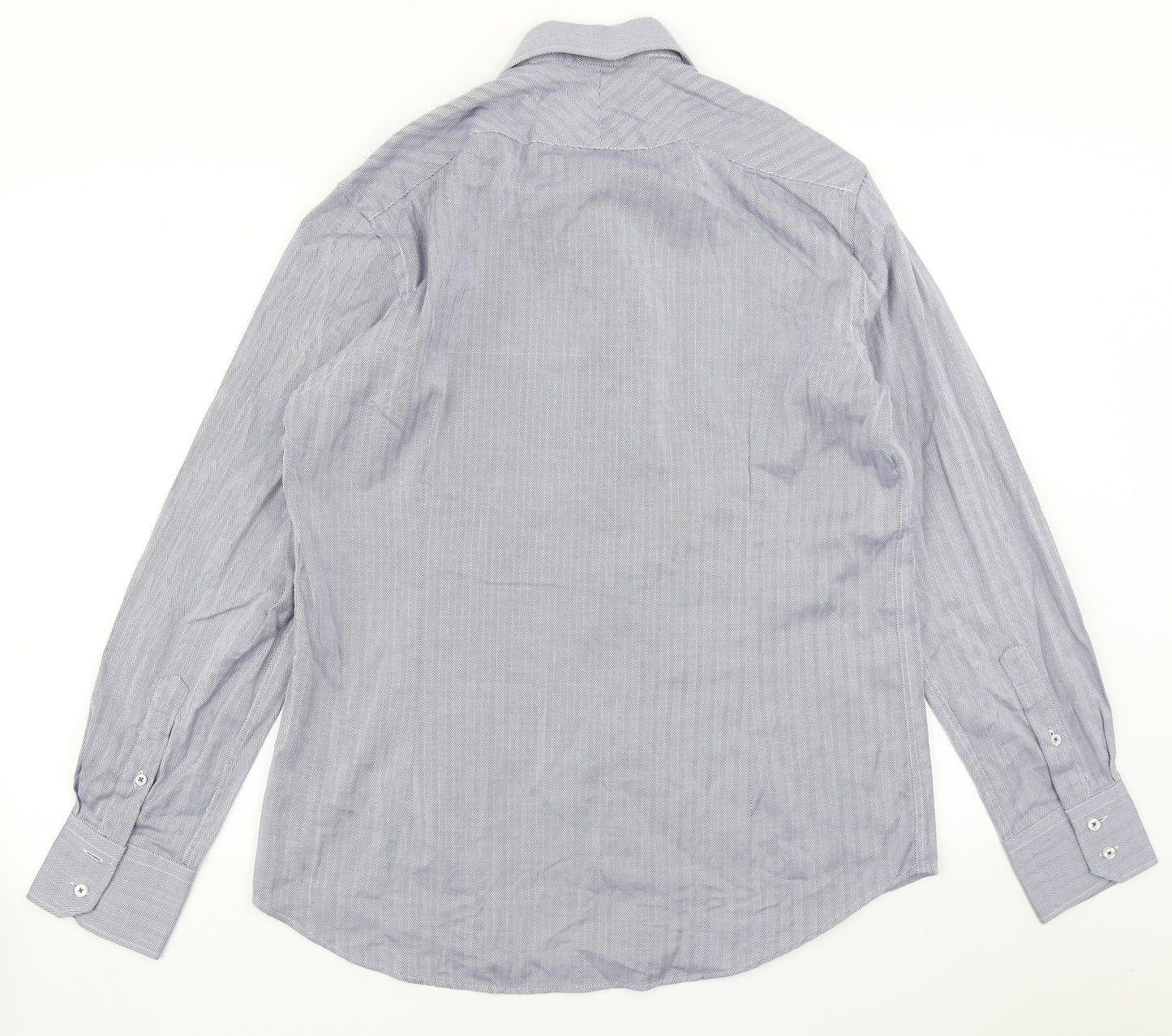 WE Mens Blue Herringbone   Button-Up Size S