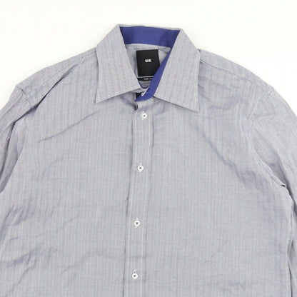 WE Mens Blue Herringbone   Button-Up Size S