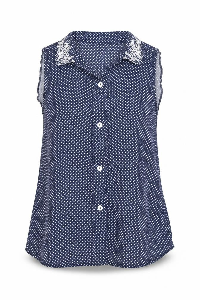 MINKPINK Womens Blue Polka Dot  Basic Blouse Size XS