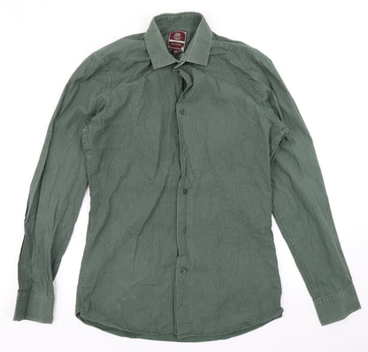 Mens UK Size 14.5 NEXT Green  Button-Up Long Sleeve Casual Shirt