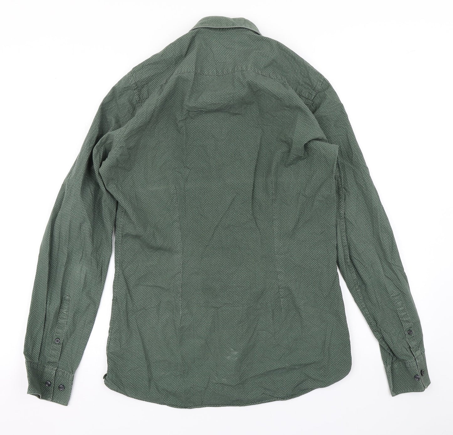 Mens UK Size 14.5 NEXT Green  Button-Up Long Sleeve Casual Shirt