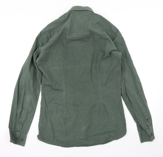 Mens UK Size 14.5 NEXT Green  Button-Up Long Sleeve Casual Shirt