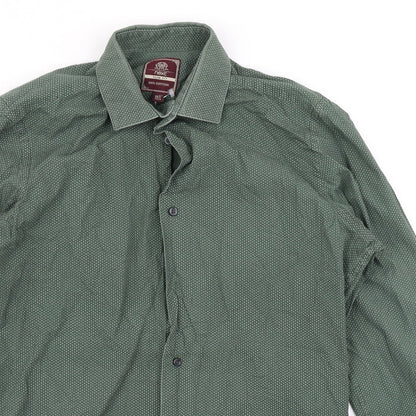 Mens UK Size 14.5 NEXT Green  Button-Up Long Sleeve Casual Shirt