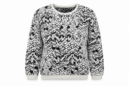 Front view of French Connection women’s black polka dot pullover sweatshirt, size S