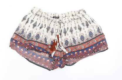 Primark Womens White Argyle/Diamond  Hot Pants Shorts Size 8