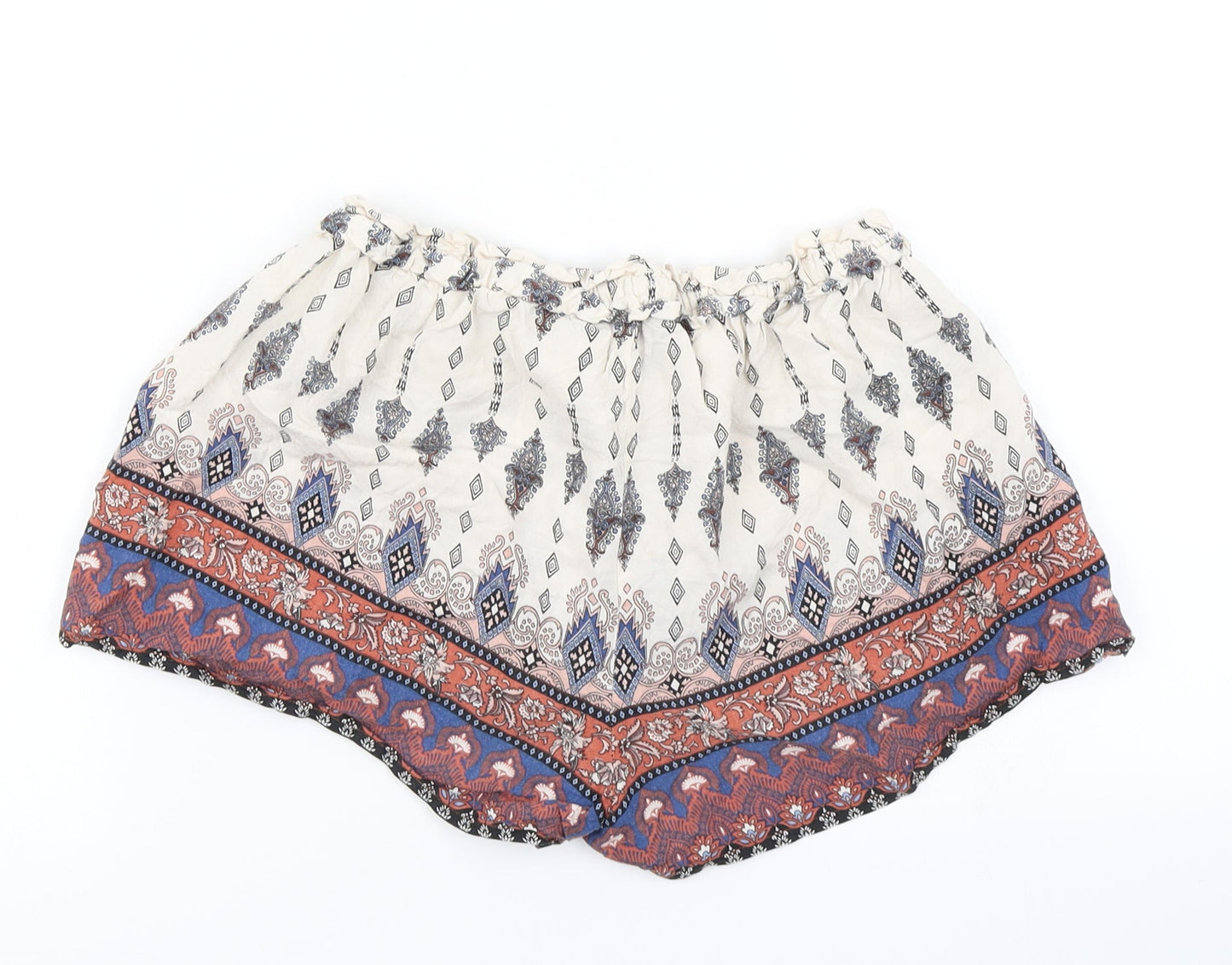 Primark Womens White Argyle/Diamond  Hot Pants Shorts Size 8