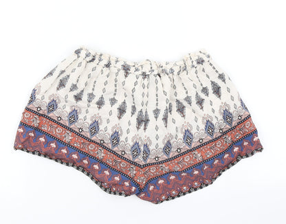 Primark Womens White Argyle/Diamond  Hot Pants Shorts Size 8