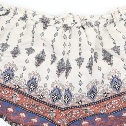 Primark Womens White Argyle/Diamond  Hot Pants Shorts Size 8