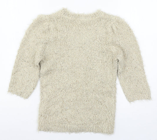 Heart &  Soul Womens Beige  Knit Pullover Jumper Size 14