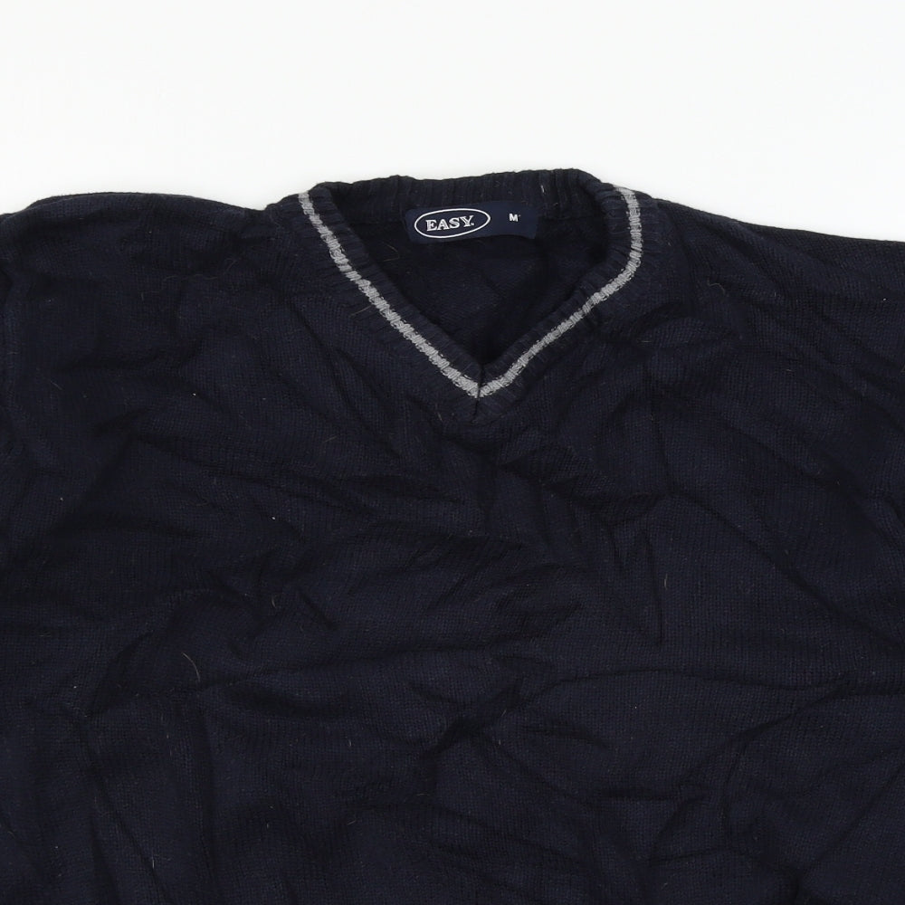Easy Mens Blue  Knit Pullover Jumper Size M