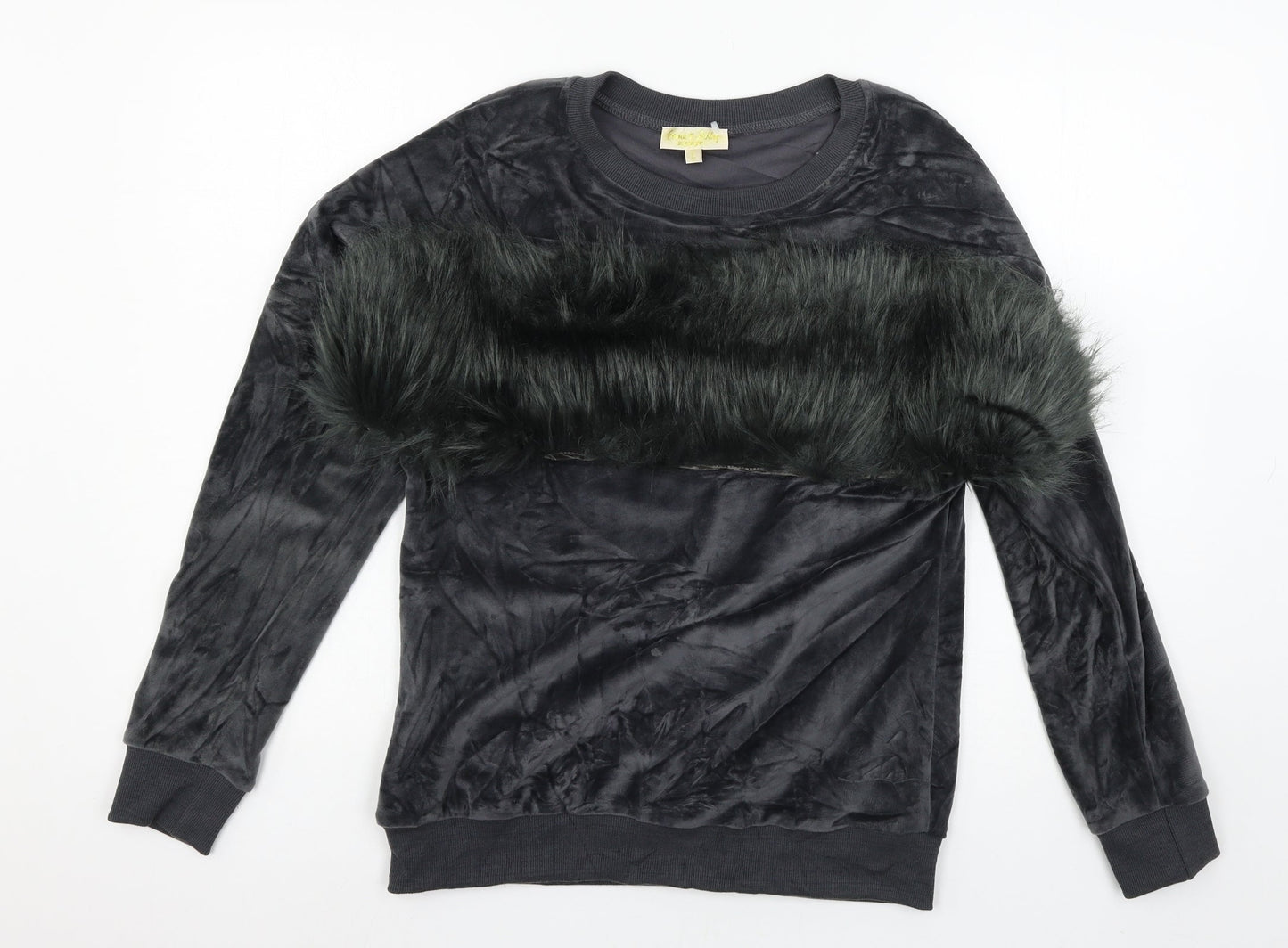 Emma & Ashley Womens Grey  Velour Pullover Sweatshirt Size L  - Faux Fur