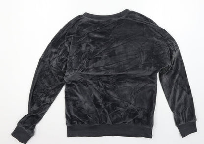 Emma & Ashley Womens Grey  Velour Pullover Sweatshirt Size L  - Faux Fur