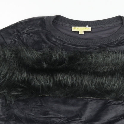 Emma & Ashley Womens Grey  Velour Pullover Sweatshirt Size L  - Faux Fur