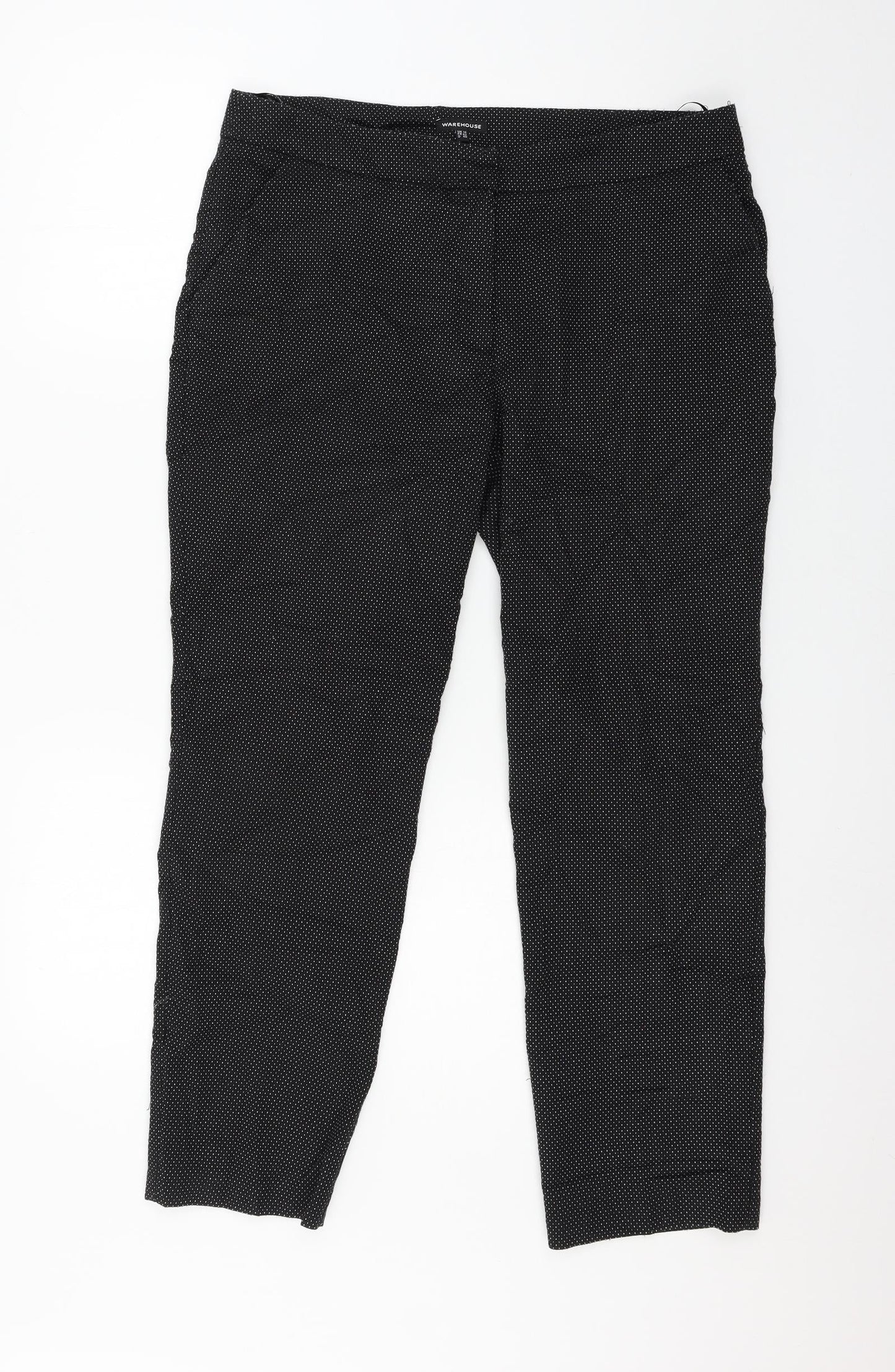 Warehouse Womens Black Polka Dot  Trousers  Size 14 L27 in