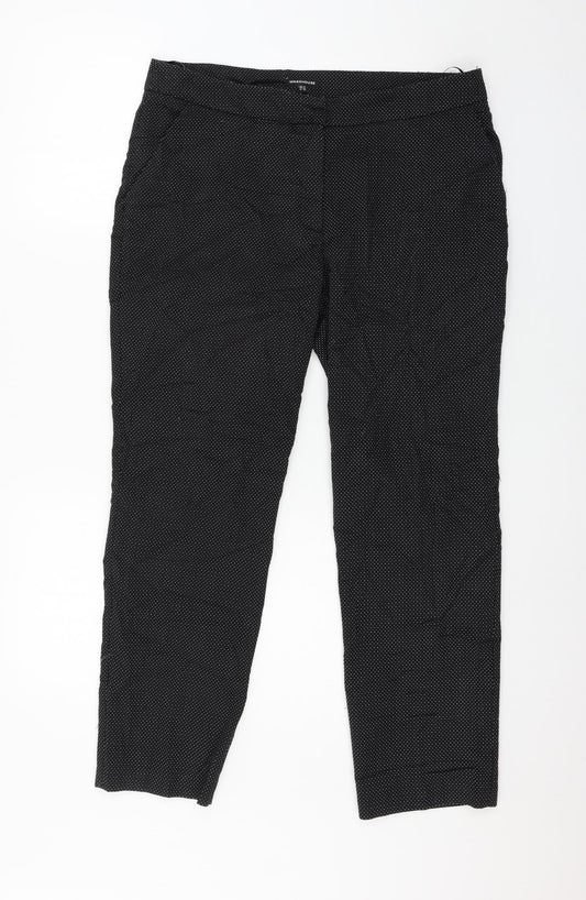 Warehouse Womens Black Polka Dot  Trousers  Size 14 L27 in