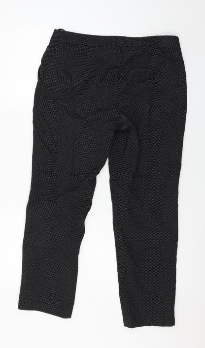 Warehouse Womens Black Polka Dot  Trousers  Size 14 L27 in