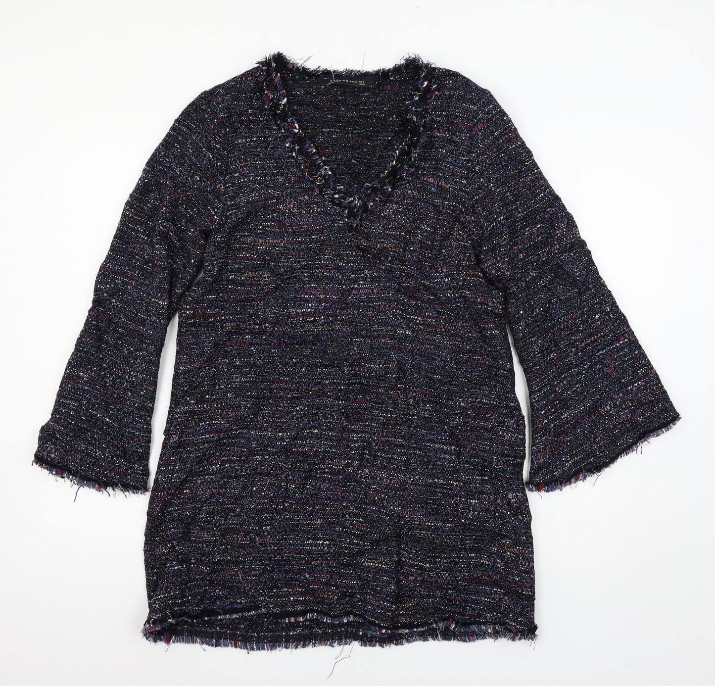Womens UK Size L Zara Blue Basic T-Shirt
