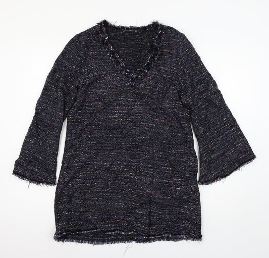 Womens UK Size L Zara Blue Basic T-Shirt