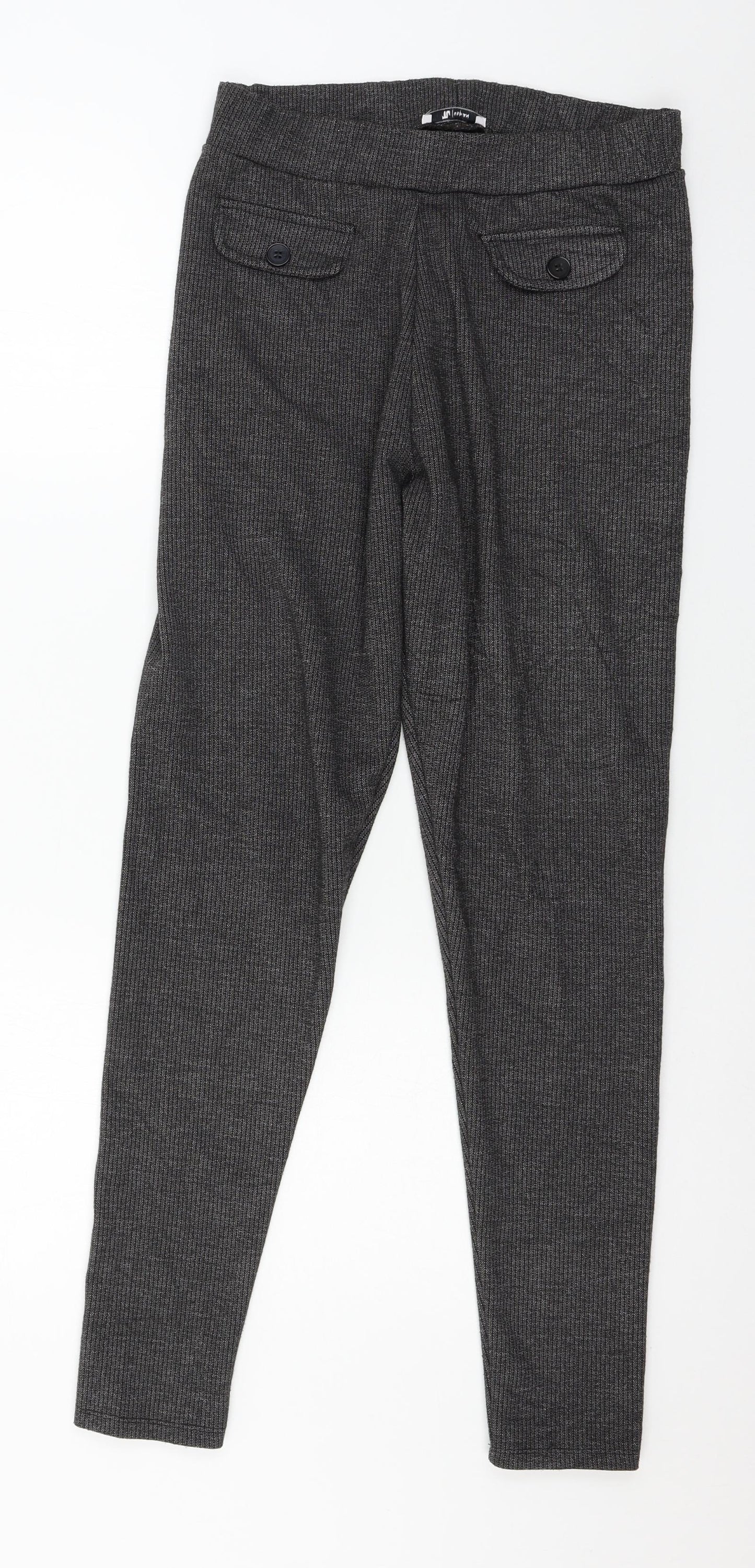 TU Womens Grey Striped Jersey Trousers  Size 10 L28 in