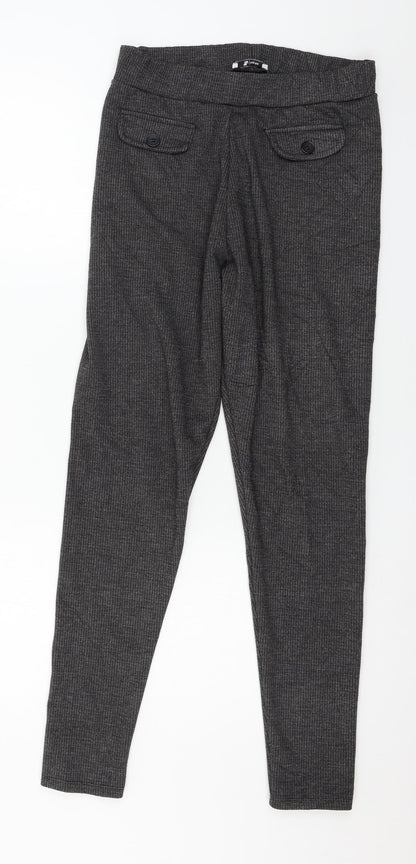 TU Womens Grey Striped Jersey Trousers  Size 10 L28 in