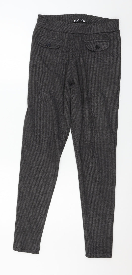 TU Womens Grey Striped Jersey Trousers  Size 10 L28 in