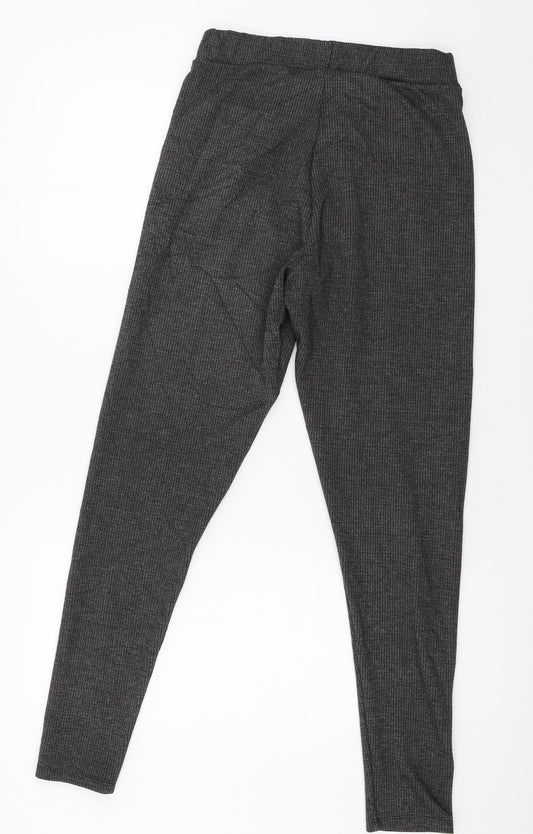 TU Womens Grey Striped Jersey Trousers  Size 10 L28 in