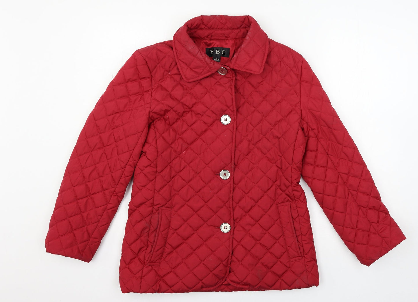 Womens UK Size S YBC Red Quilted Coat