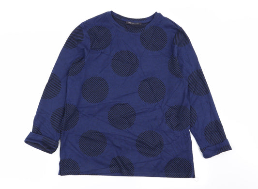 M&S Womens Blue Polka Dot  Basic T-Shirt Size 12