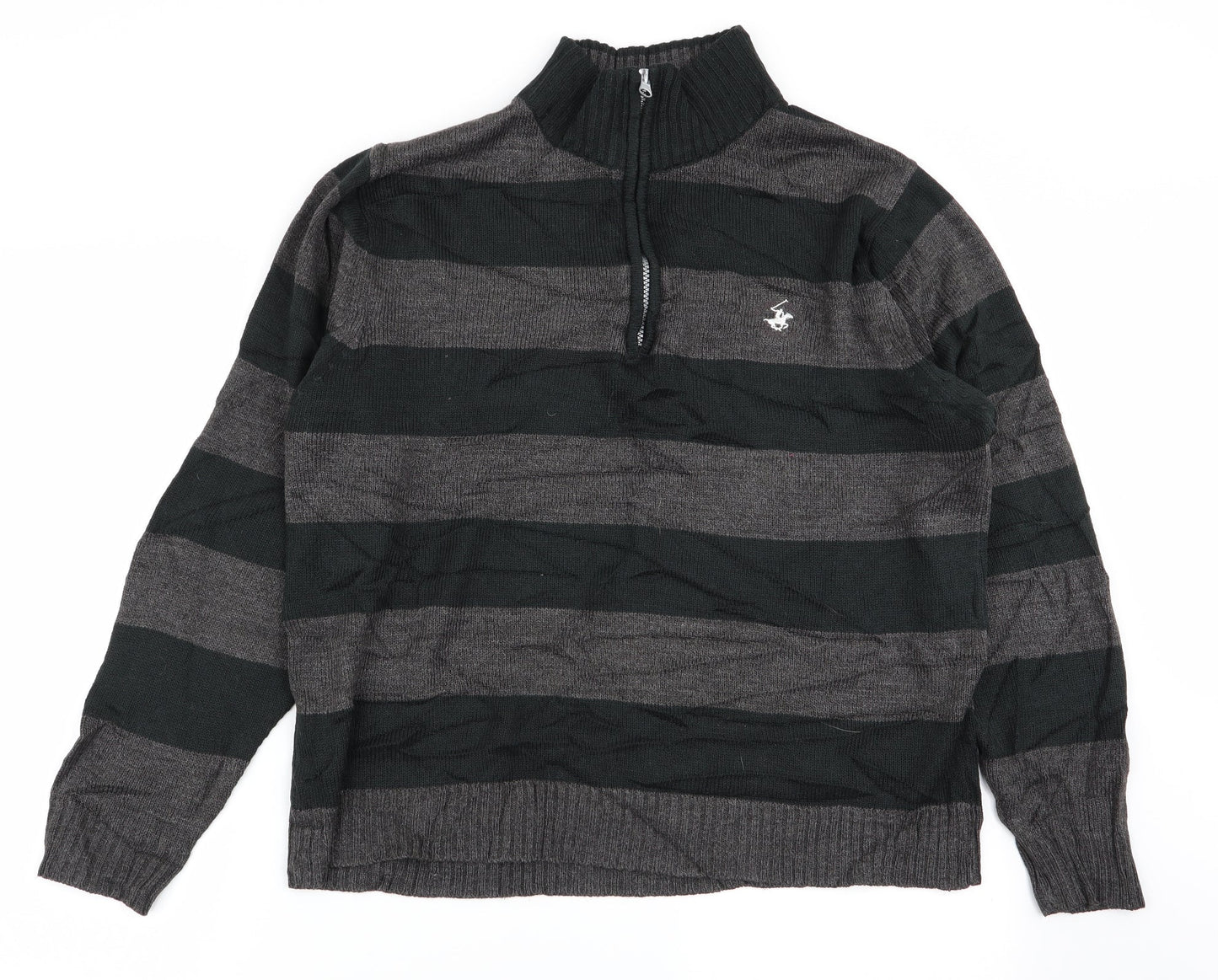Beverly Hills Polo Club Mens Multicoloured Striped  Pullover Jumper Size M