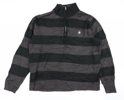 Beverly Hills Polo Club Mens Multicoloured Striped  Pullover Jumper Size M