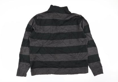 Beverly Hills Polo Club Mens Multicoloured Striped  Pullover Jumper Size M