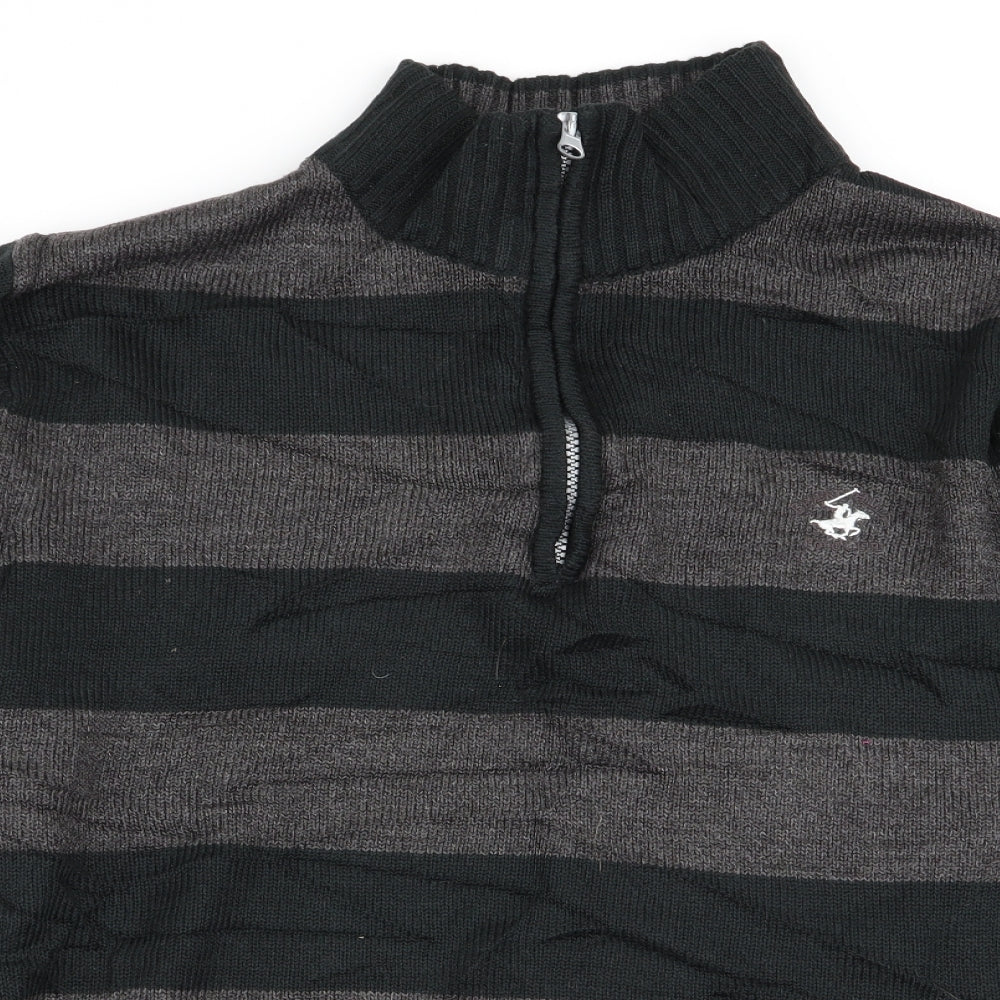 Beverly Hills Polo Club Mens Multicoloured Striped  Pullover Jumper Size M