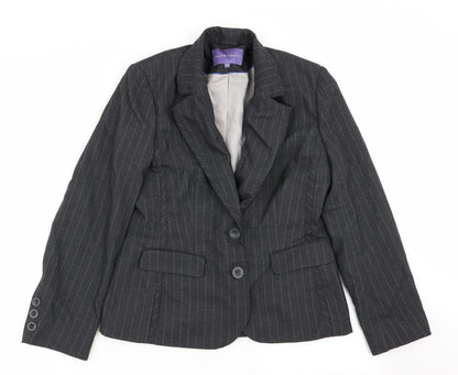 Autonomy Womens Grey Striped  Jacket Blazer Size 10