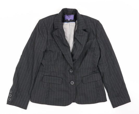 Autonomy Womens Grey Striped  Jacket Blazer Size 10
