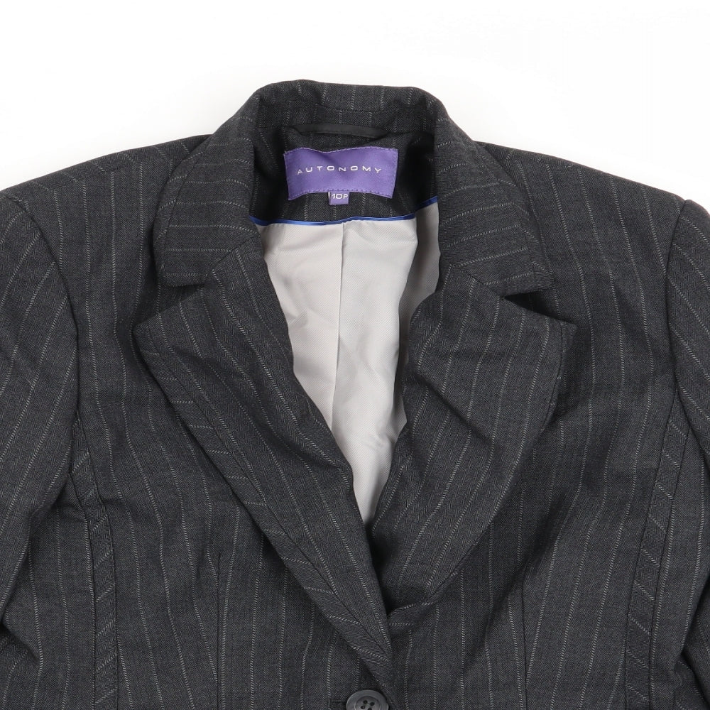 Autonomy Womens Grey Striped  Jacket Blazer Size 10