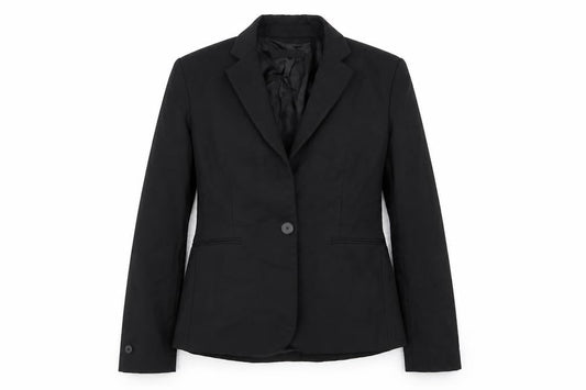 Front view of Mango women’s black jacket blazer, size UK 8